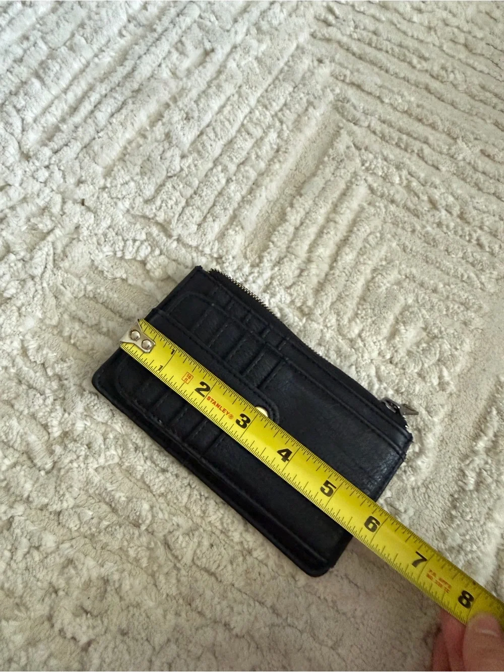 Black Phone Wallet Case with Card Slots and Zipper Pocket